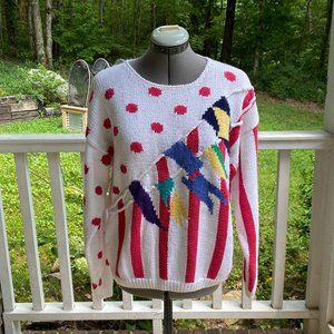 VTG 80s Hand-Knit Nautical Cotton Sweater